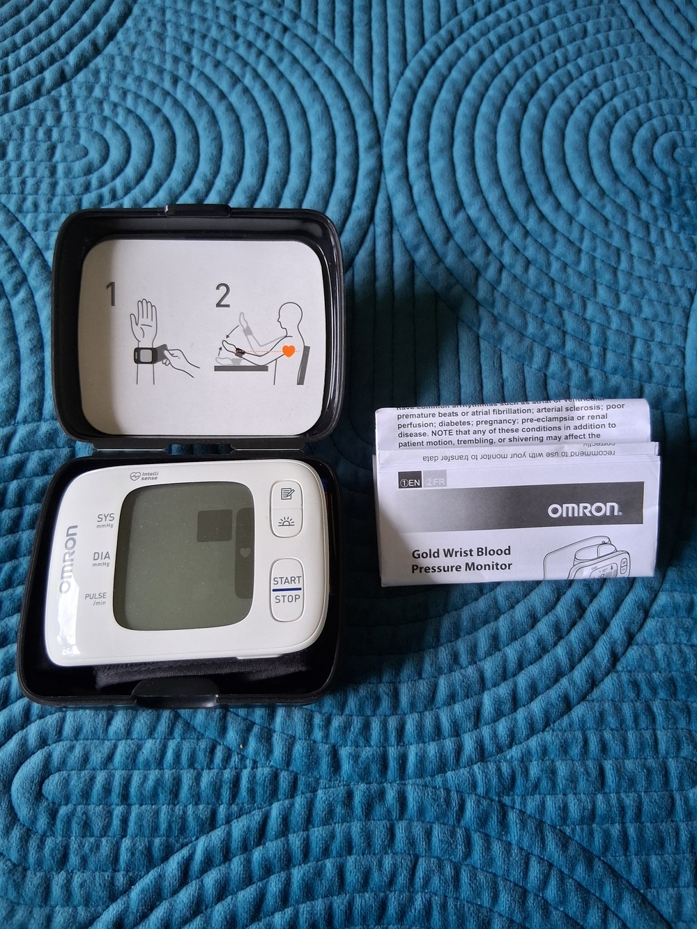 OMRON Gold Wireless Wrist Blood Pressure Monitor Portable With Case